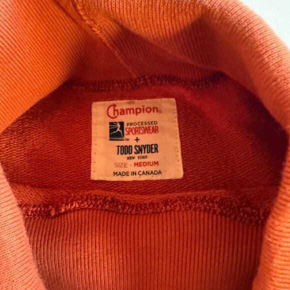 CHAMPION x TODD SNYDER Orange Knit Turtleneck Sweatshirt - Men's Medium - Picture 3 of 5